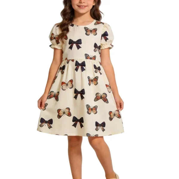 girls bow print dress